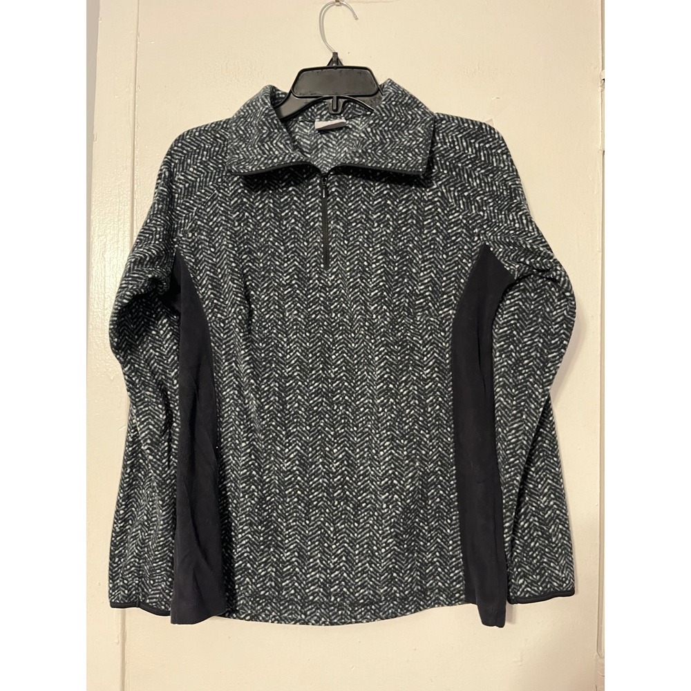 Columbia Womens M Grey Herringbone Quarter Zip Fleece Pullover Activewear Top